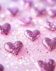 Obraz premium Pink Glitter Hearts: Romantic Valentine's Background