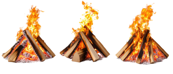 Burning Logs and Embers Create a Campfire Isolated on PNG Transparent Background