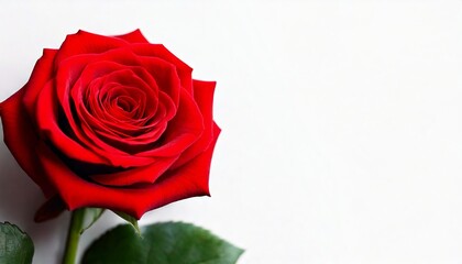 Red Rose on White Background: Greeting Card Template with Copy Space for Text