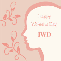 Happy Women's Day, March 8, IWD, vector, female silhouette