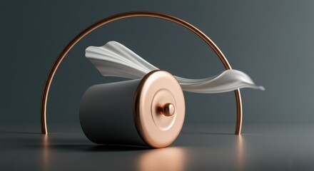 Fototapeta premium Elegant abstract sculpture with copper accents and flowing fabric design
