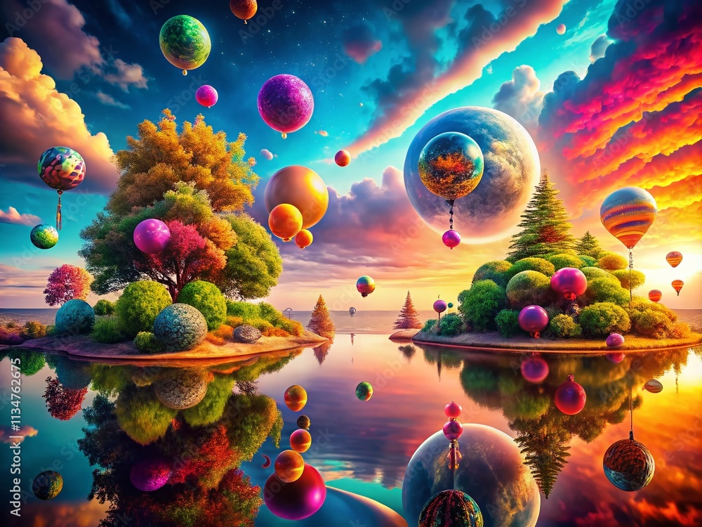 Aufkleber captivating illusionary landscape with dreamlike elements and a mysterious atmosphere featuring a ma