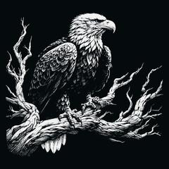 Eagle Vector, eagle silhouette, eagle Vector drawing, isolated on black background