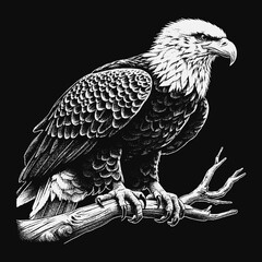 Eagle Vector, eagle silhouette, eagle Vector drawing, isolated on black background