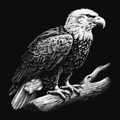 Eagle Vector, eagle silhouette, eagle Vector drawing, isolated on black background