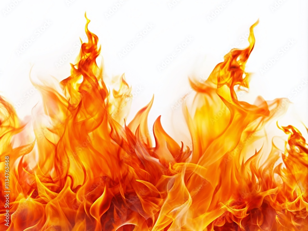 Poster captivating isolated fire flames on white background for creative designs and visual projects with a