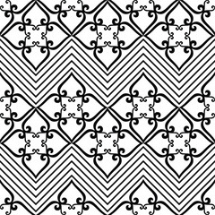 Abstract geometric pattern. Wallpaper baroque, damask. Seamless background. Black and white ornament.