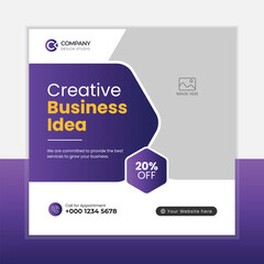 Business marketing agency promotion social media post template. Editable square banner design	