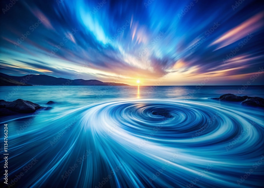 Poster captivating long exposure effect with blue gradient light leak and noise texture overlay for stunnin