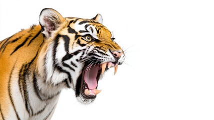 Fototapeta premium Ferocious Tiger Roaring with Intense in Wilderness