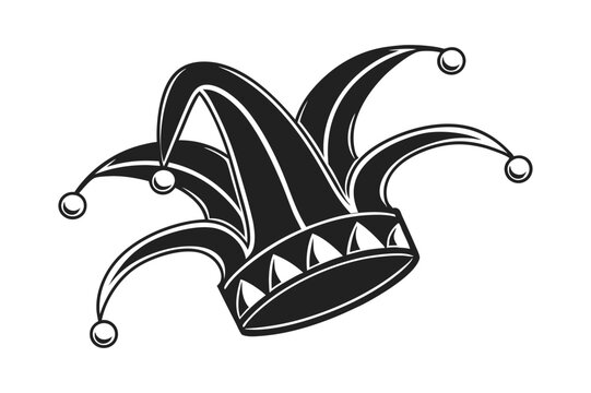 jester hat silhouette vector illustration on white background