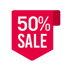 Red Sale 50% label, sale label, Red sale label, Discount banner