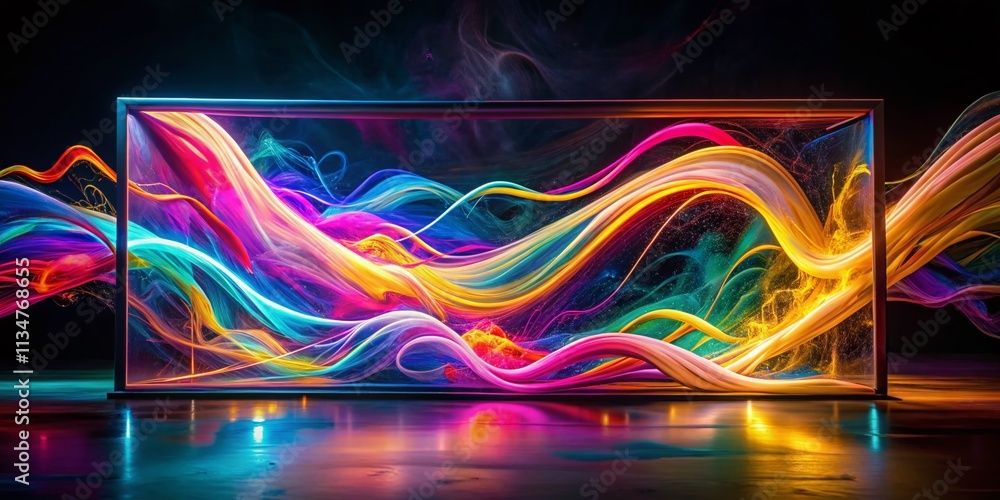 Poster captivating long exposure of painted ink light box element creating stunning visual effects in dark 
