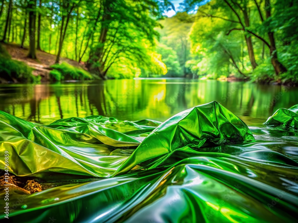 Aufkleber captivating long exposure photography of green foil abstract patterns in motion creating a dreamy at