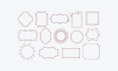 Vector Collection of doodle hand-drawn trendy frames with wavy lines, easily editable.