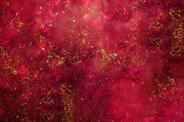 Artistic red Christmas background with glowing golden highlights and festive beauty