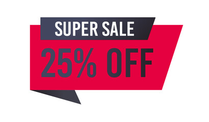 Super sale 25 % off banner, Sale 25% off, Sale label