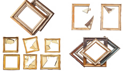 Broken Antique Picture Frames Collection - Vintage Art Display