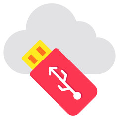Premium download icon of cloud usb