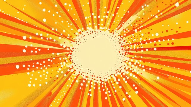 Yellow and orange pop art retro comic background with halftone dots desing, vector illustration