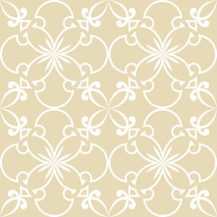 Abstract geometric floral seamless pattern. Yellow and white ornament. Modern stylish texture repeating. Vector background.