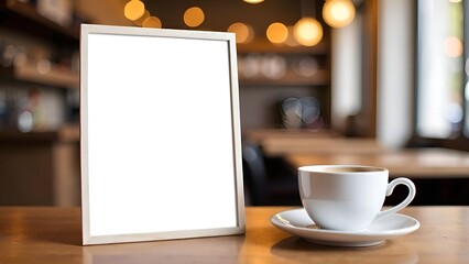 a picture frame with a white frame on the table