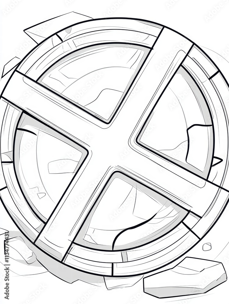 Poster abstract circular design with cross pattern.