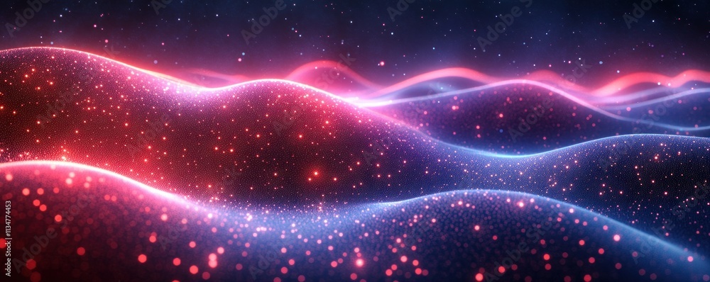Poster futuristic abstract digital background with neon waves and ambient light for technology and graphics