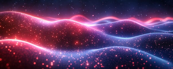 Fototapeta premium Futuristic Abstract Digital Background with Neon Waves and Ambient Light for Technology and Graphics