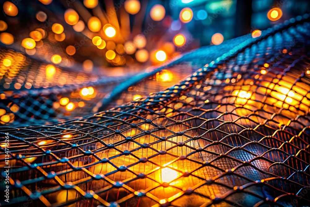 Aufkleber captivating low light photography of intricate wire mesh patterns highlighting shadows and textures 