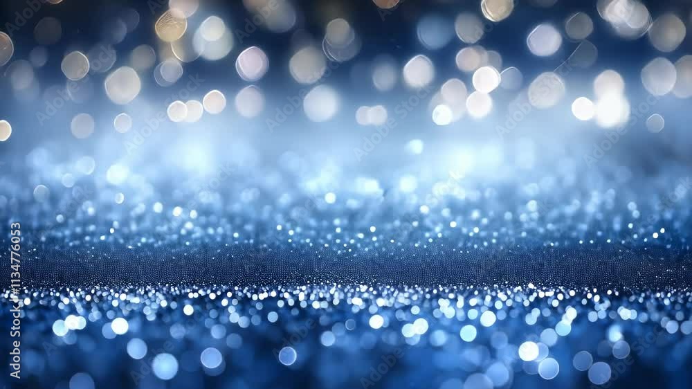 Poster sparkling blue glittery abstract shine background with bokeh lights creating a festive and magical a