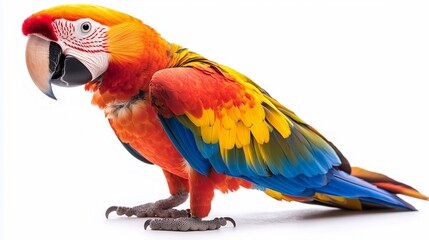 Fototapeta premium Vibrant colour macaw parrot isolated on white background