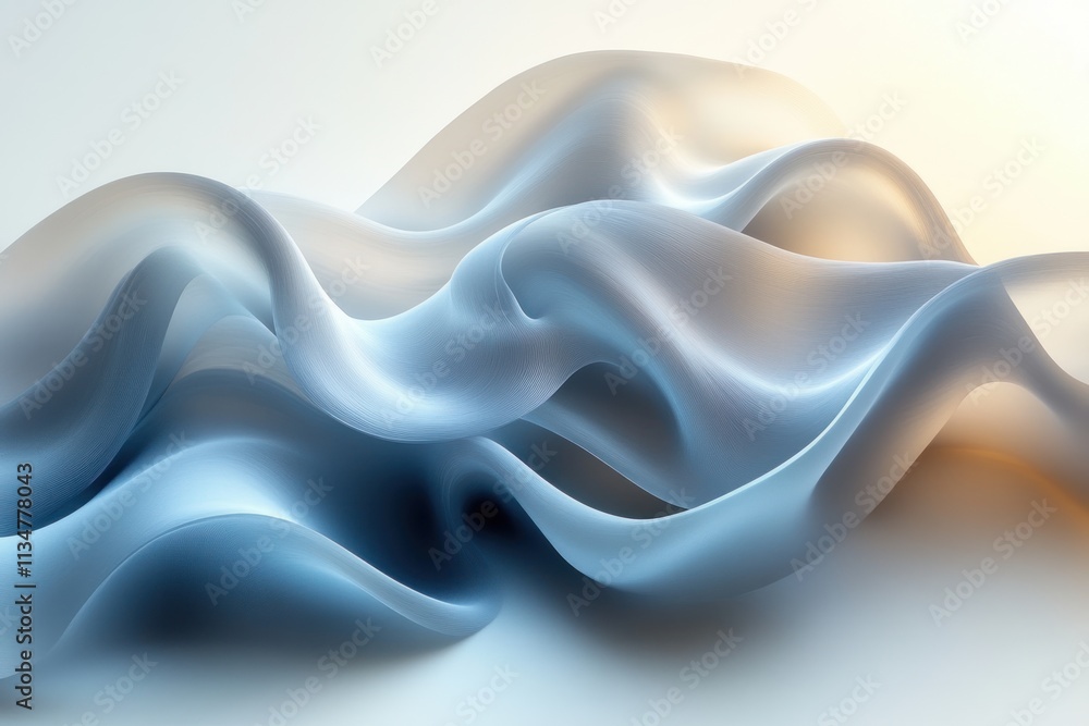 Poster minimalist abstract composition with soft shapes and gentle light reflections in white studio backgr