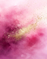 Fototapeta premium Pink Gold Glitter Watercolor Background: Romantic Texture