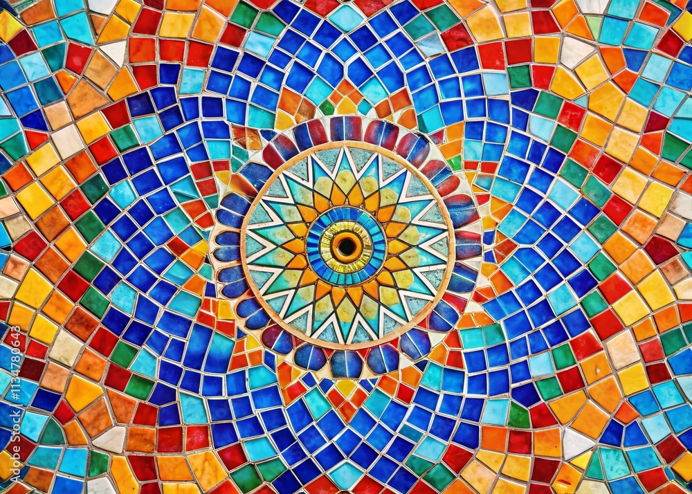 Poster captivating minimalist mosaic pattern abstract background with vibrant colors and geometric shapes f