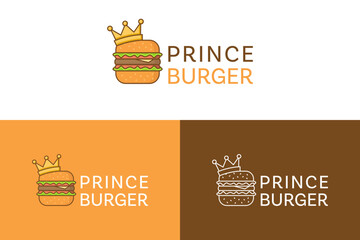 Prince burger logo design vector
