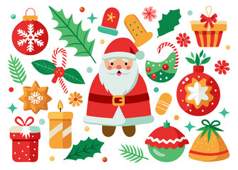 Fototapeta premium A collection of Christmas decorations including snowmen snowman and Christmas tree Elements Set