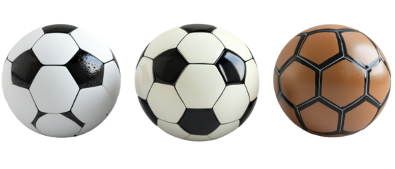 Soccer Balls Isolated on PNG Transparent Background