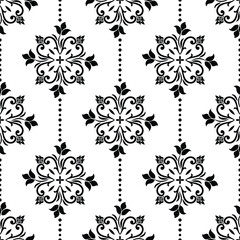 Abstract floral seamless pattern. Black and white ornament. Modern stylish texture. Vector background.
