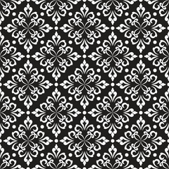 Fototapeta premium Abstract geometric floral seamless pattern. Black and white ornament. Modern stylish texture repeating. Vector background.