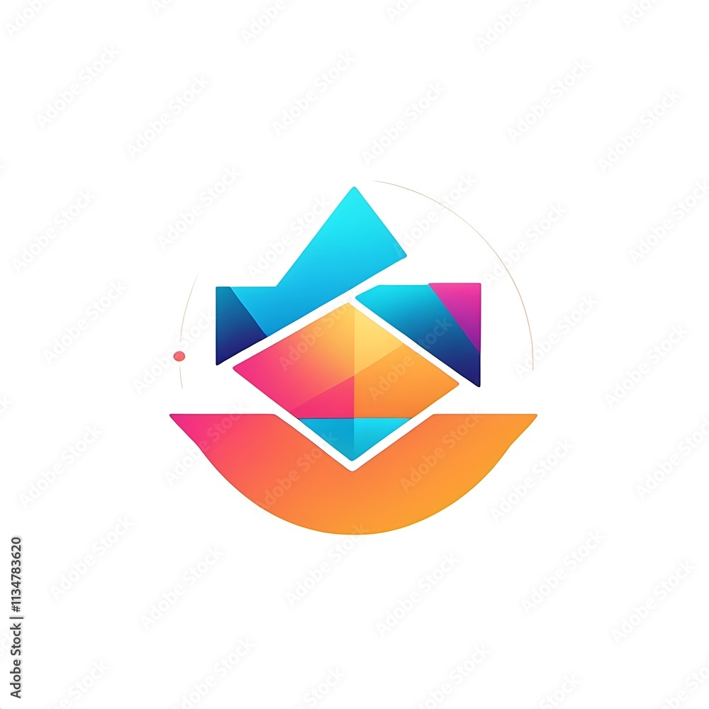 Poster abstract geometric logo design: a vibrant and modern logo design with a circular frame and a colorfu