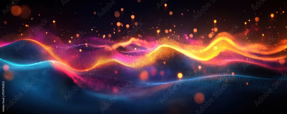Aufkleber neon digital landscape abstract background for technology ai neural networks graphic resources