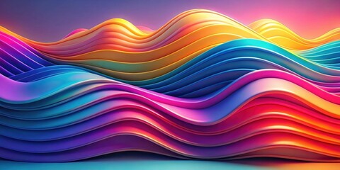 Obraz premium Abstract Colorful Waves of Gradient Hues in 3D Render
