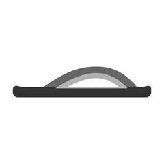 Yellow Flip Flop Sophisticated Monochrome Palette. A simple, minimalistic, flat line icon with an isolated outline.