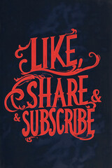 Creative design featuring a call to action for social media engagement on a dark background with red typography