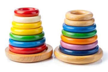 Colorful Wooden Ring Stacking Toys for Children Development and Play Activities