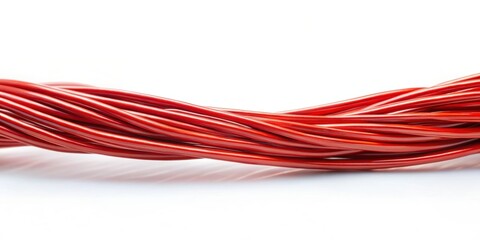 Small red wire cable isolated on background , technology, connection, electricity, equipment, data, power