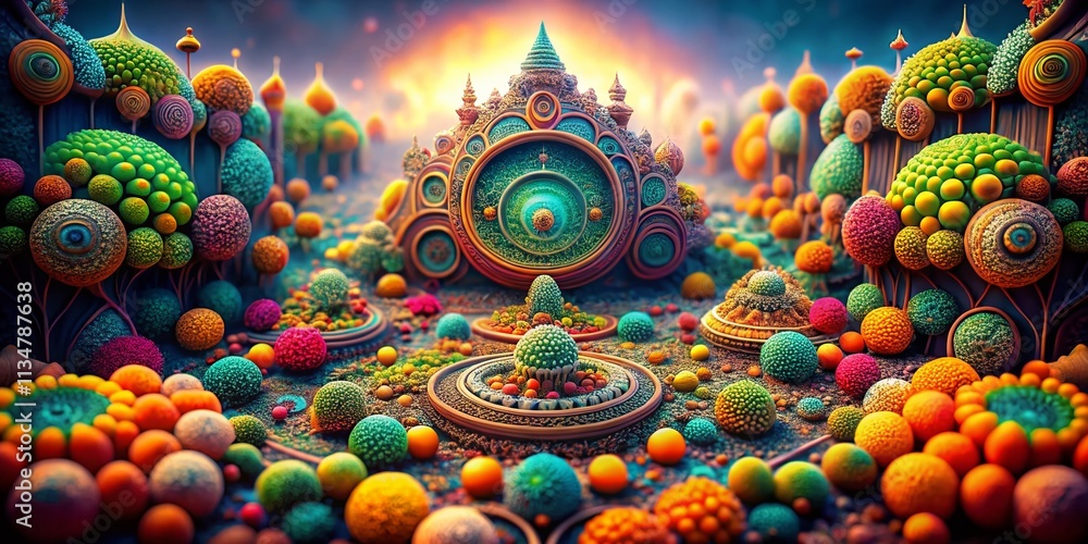 Poster captivating organic symmetrical shape 3d rendering with tilt-shift photography in a creative light s
