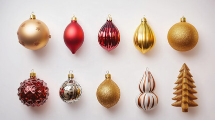 Fototapeta premium Christmas ball decorations Christmas ornaments ideas DIY Christmas gifts isolated white background