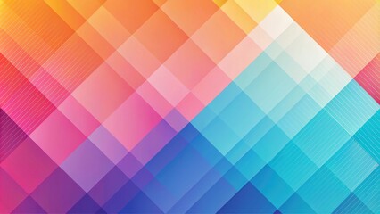 Abstract geometric pattern with overlapping vibrant squares and diagonal lines in a rainbow color gradient